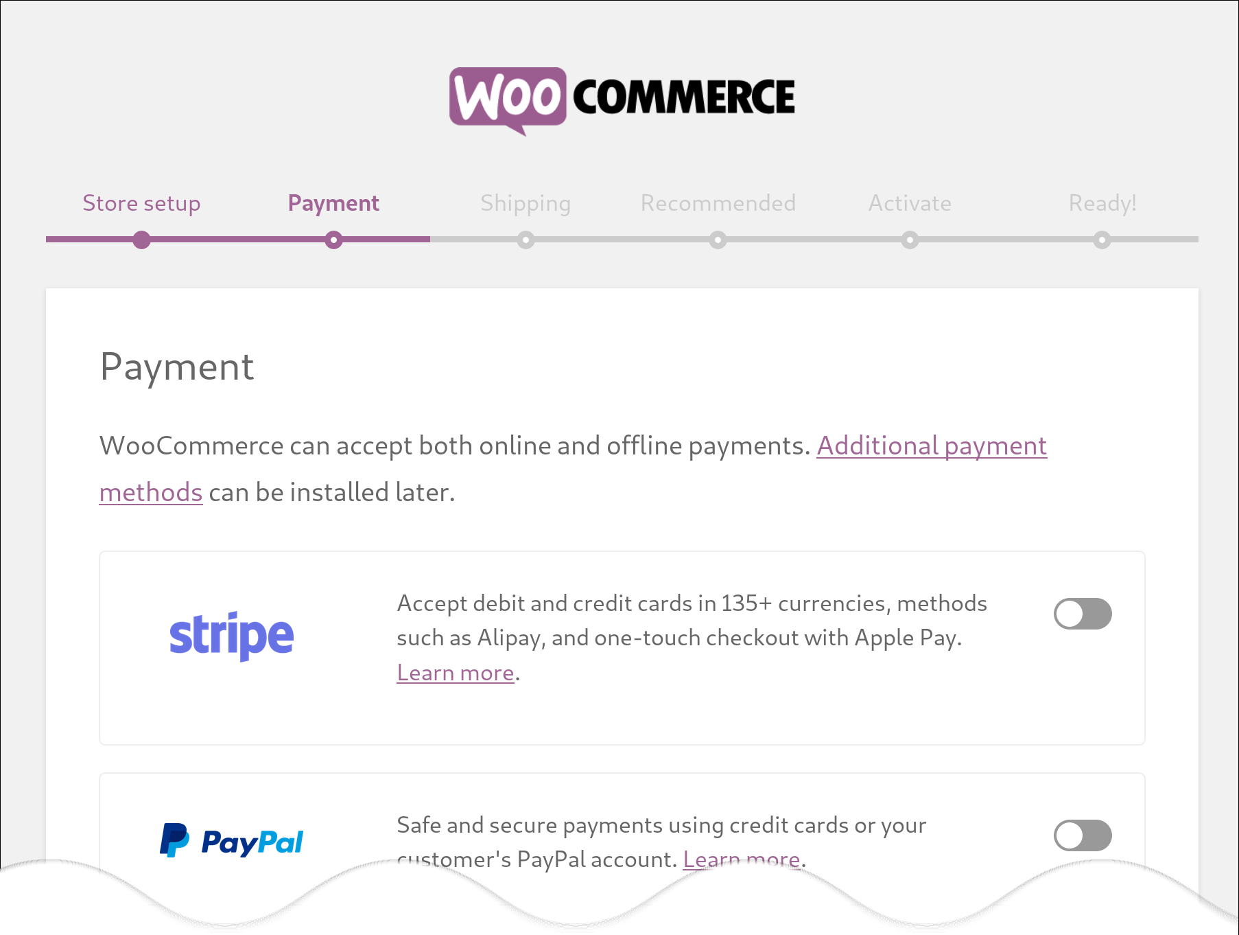 WooCommerce activation process