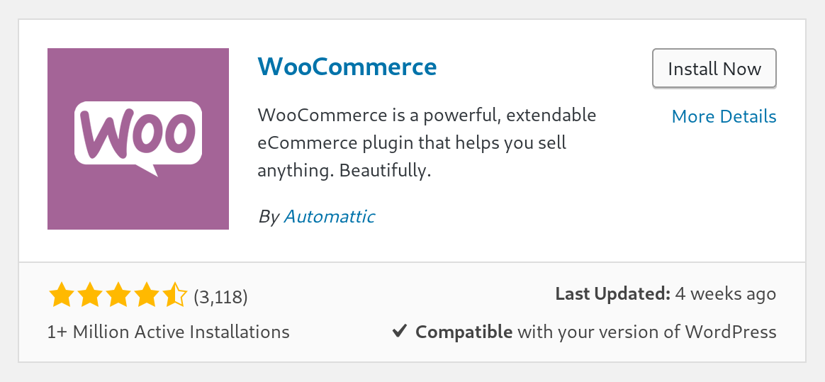 Install WooCommerce plugin